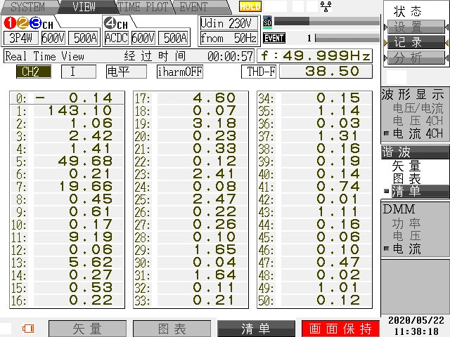 A N501谐波电流清单