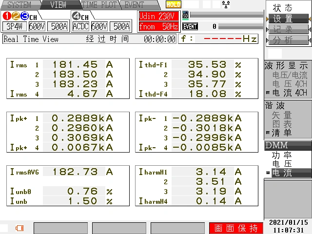 A N601治理前：电流总畸变率35%左右